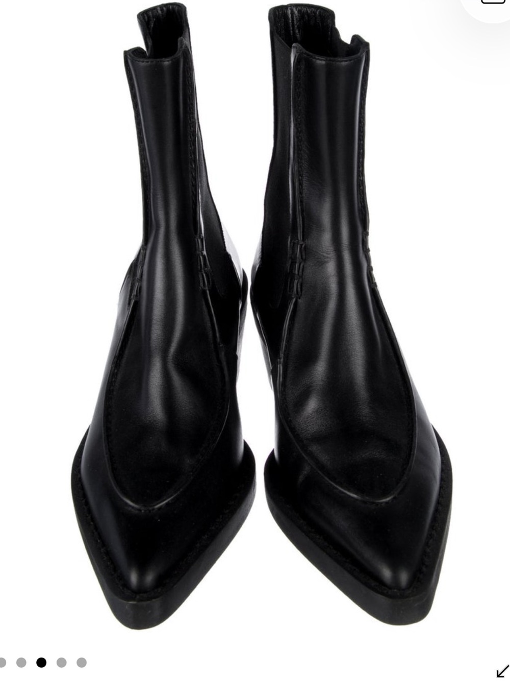 KHAITE Black Pointed Leather Chelsea Booties